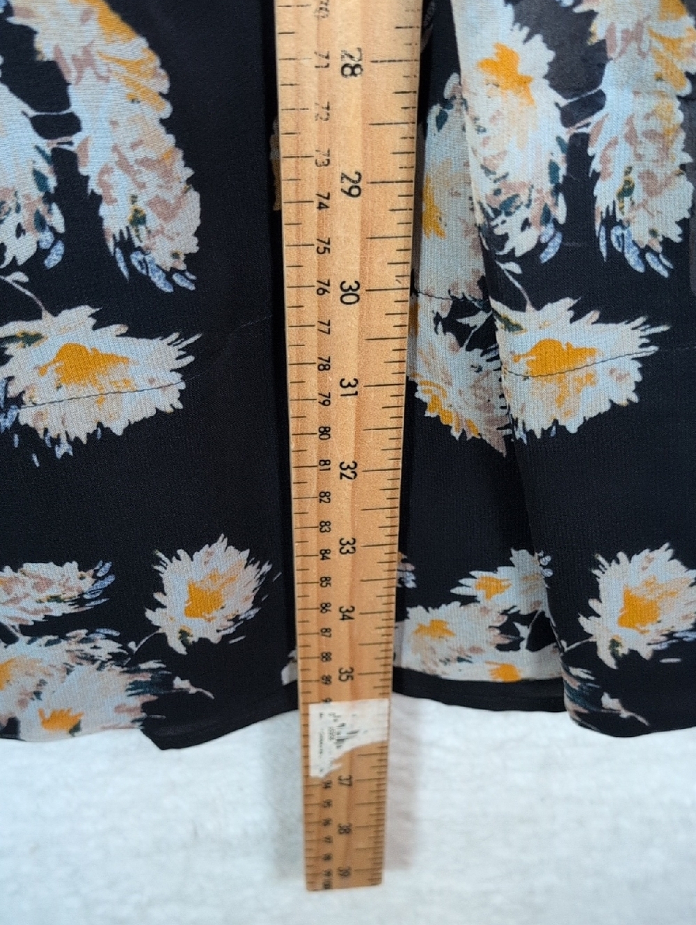 Club Monaco SILK Navy Floral Long-Sleeve A-Line Dress - Picture 7 of 7